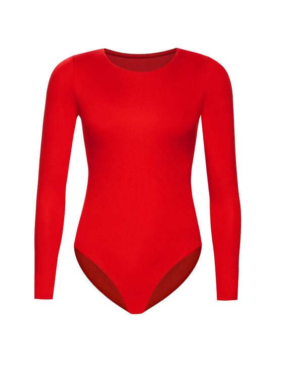 Teyli Teyli Body damskie z wiskozy Longy Czerwony Regular Fit