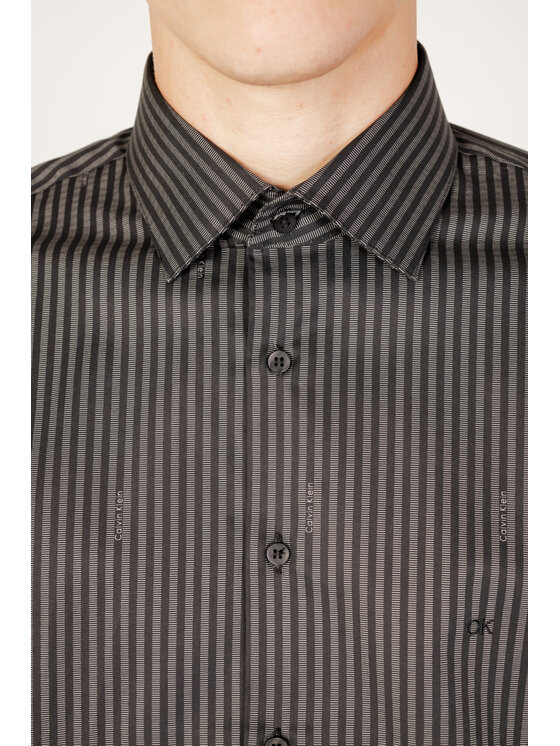 Calvin Klein Calvin Klein Camicia TWILL LOGO STRIPE FI Nero To Fit