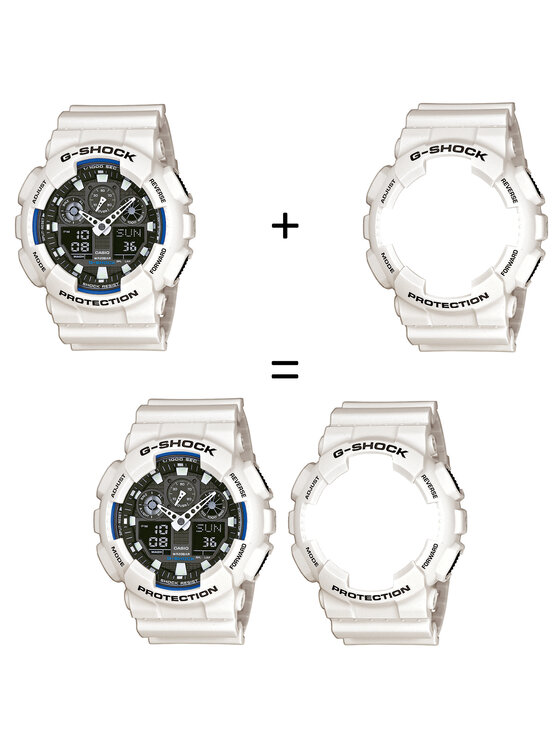 Casio Casio Zegarek SET GA-100B-7AER + BEZEL 10395292 + PASEK 10395227 Biały