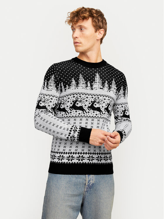 Jack&Jones Džemperis Xmas Gabriel 12266118 Pelēks Regular Fit