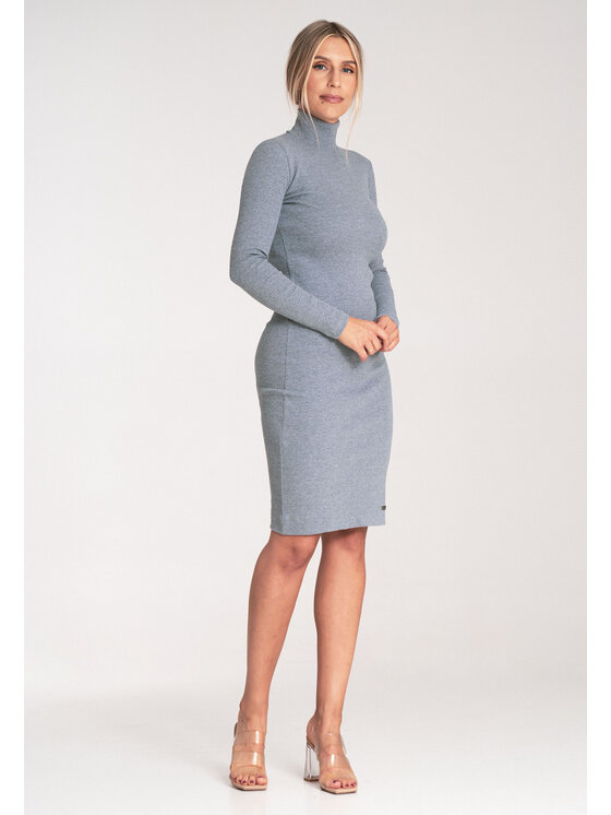 FIGL FIGL Úpletové šaty M1042 Šedá Slim Fit
