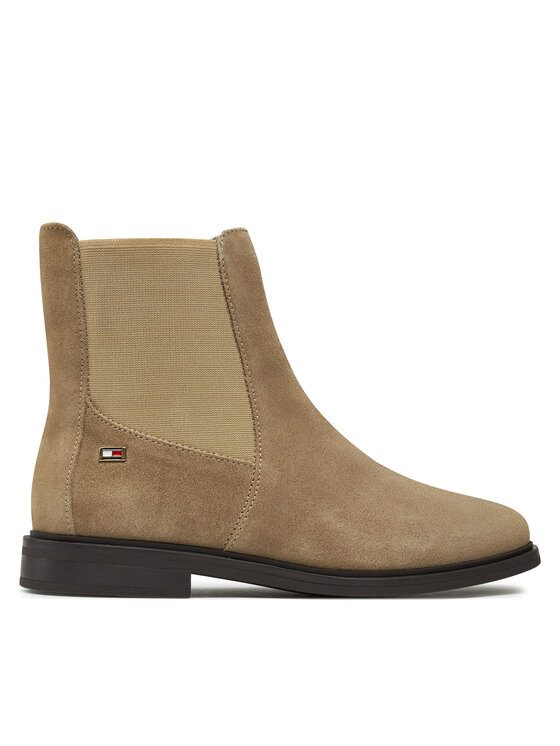 Tommy Hilfiger Tommy Hilfiger Боти тип челси Flag Suede Low Chelsea FW0FW08176 Бежов