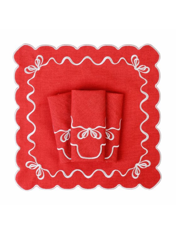 Roseberry Home Roseberry Home Serwetki Serwetki haftowane Christmas Bows Czerwony