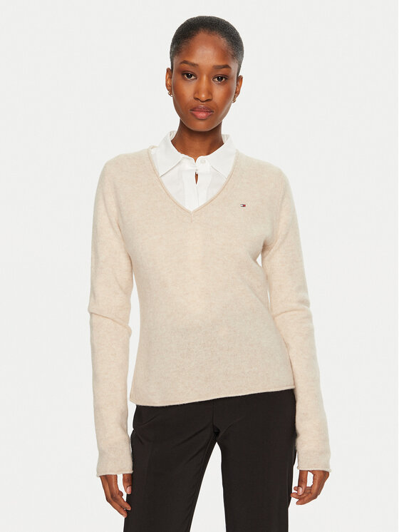 Tommy Hilfiger Tommy Hilfiger Kampsun WW0WW43505 Beež Regular Fit