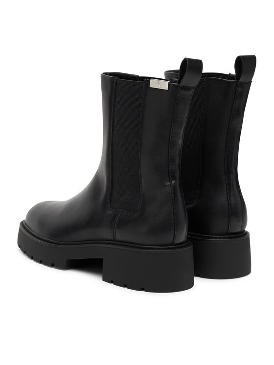 Calvin Klein Jeans Calvin Klein Jeans Kotníková obuv s elastickým prvkem Combat Mid Chelsea Boot Hw Lth YW0YW01869 Černá
