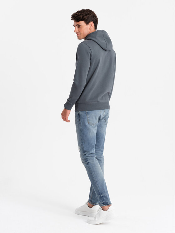 Ombre Ombre Mikina OM-SSBN-0161 Šedá Regular Fit