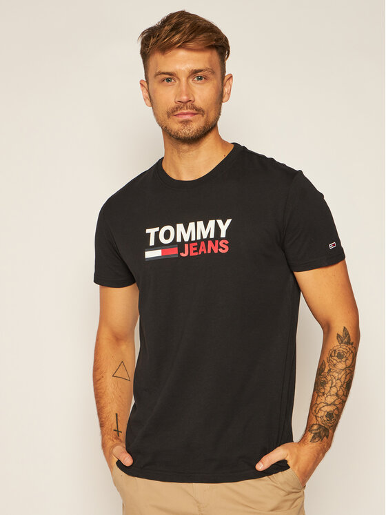 Tommy Jeans T shirt Corp Logo Tee DM0DM07843 Noir Regular Fit