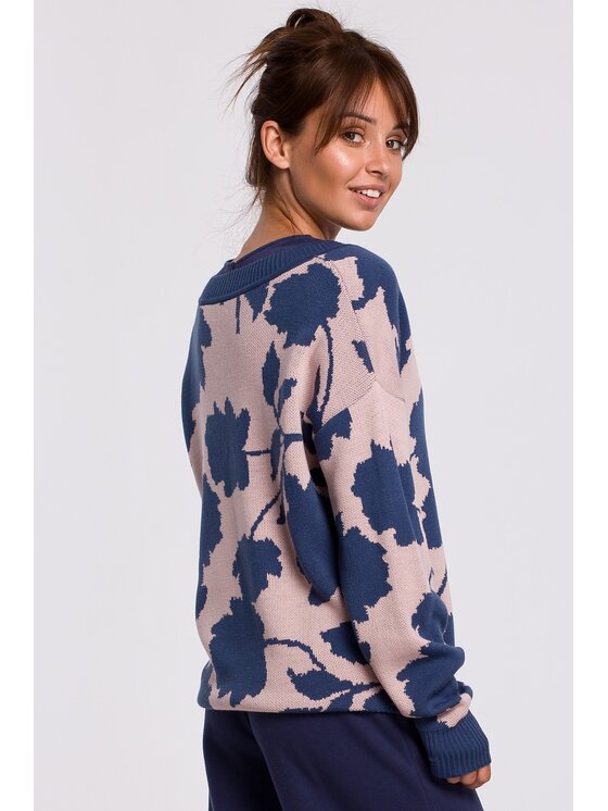 BeWear BeWear Sweter bk056 Granatowy Baggy Fit