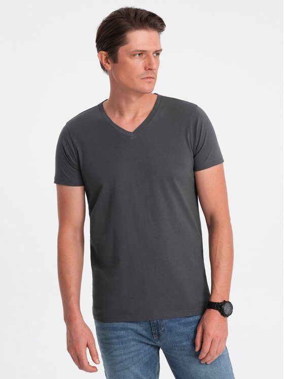 Ombre Ombre T-Shirt OM-TSBS-0145 Šedá Classic Fit