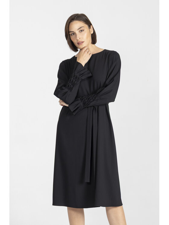Deni Cler Milano Deni Cler Milano Sukienka elegancka W-DC-3451-E5-C8-90-1 Czarny Regular Fit