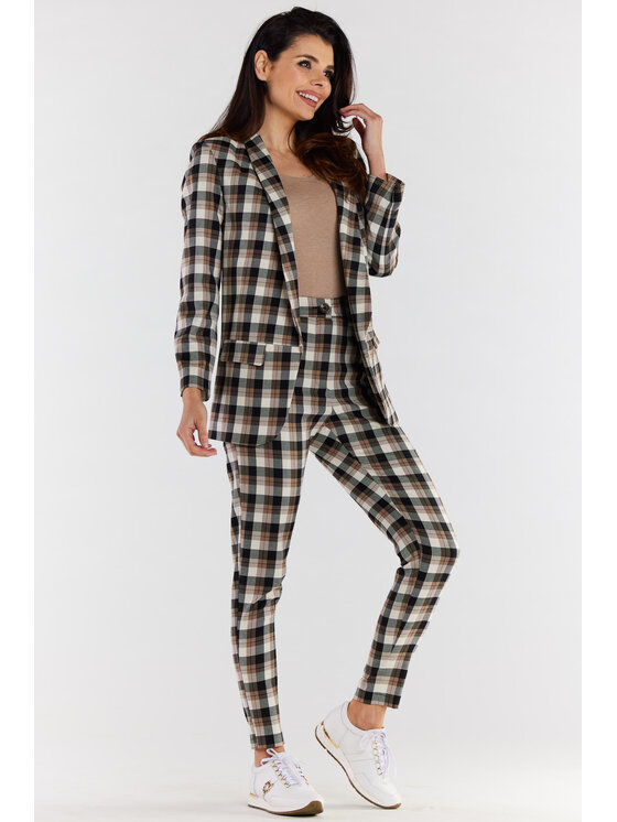 Awama Awama Spodnie damskie A492 Brązowy Basic Fit