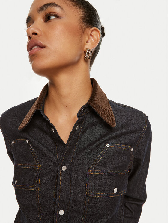 PINKO Pinko džínová košile Coro 103879 A20N Tmavomodrá Regular Fit