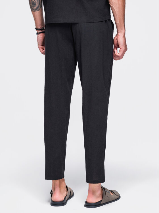 Ombre Ombre Spodnie materiałowe OM-PACP-0312 Czarny Regular Fit
