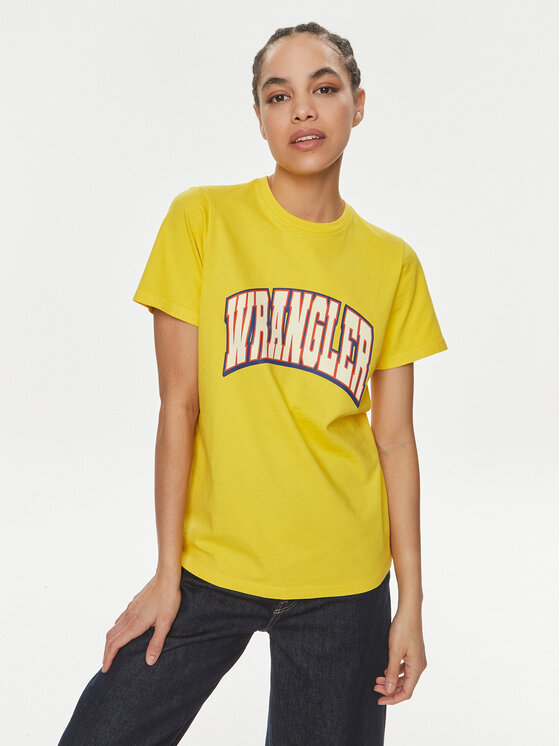 Wrangler Wrangler T-shirt Varsity 112350189 Žuta Regular Fit