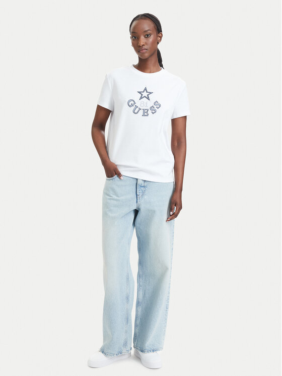 Guess Guess Tricou V6YI04 K4268 Alb Regular Fit