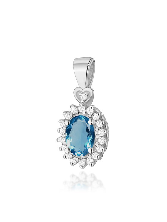 Naszyjnik Fugart, Biały, Zawieszka z białego złota z topazem London Blue i brylantami FZ312-B585-TLB0.50/0.095