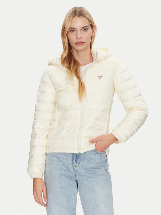 Guess Jeans Guess Jeans Geacă din puf W5RL99 WHAB2 Écru Regular Fit