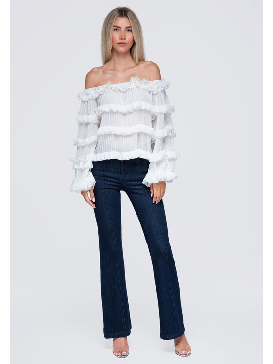 Ombre Ombre Bluzka OW-TS-E0081 Biały Loose Fit
