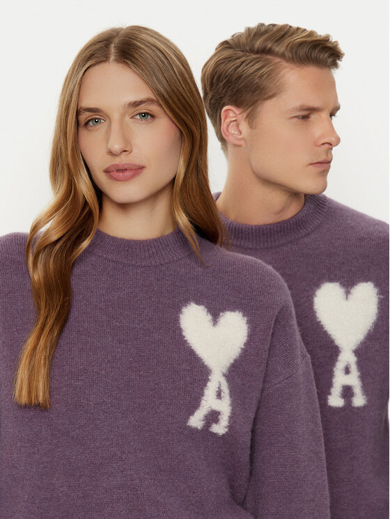 AMI Paris AMI Paris Svetr UKS025.KN0032 Fialová Relaxed Fit