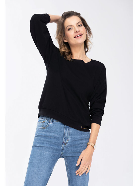 Volcano Volcano Bluzka L-MARBEL Czarny Casual Fit