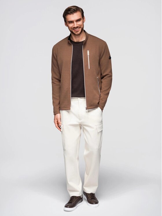 Ombre Ombre Kurtka przejściowa OM-JANP-0229 Brązowy Regular Fit