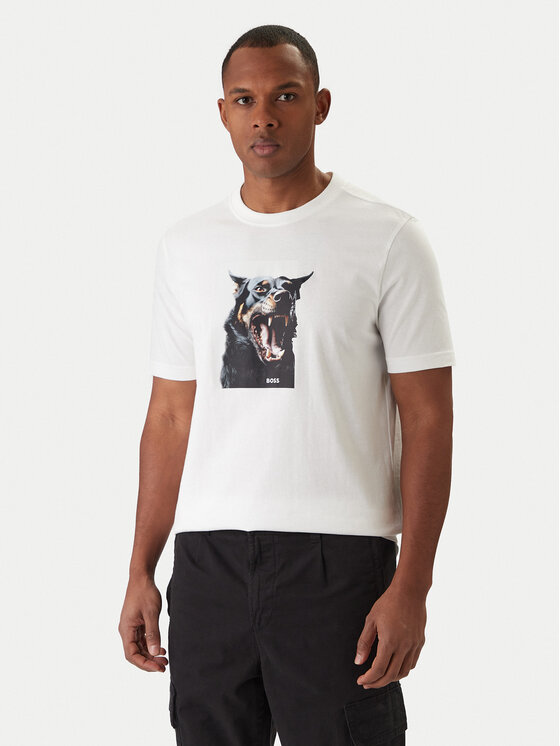 BOSS BOSS T-Shirt Dobermann 50558965 Biały Regular Fit