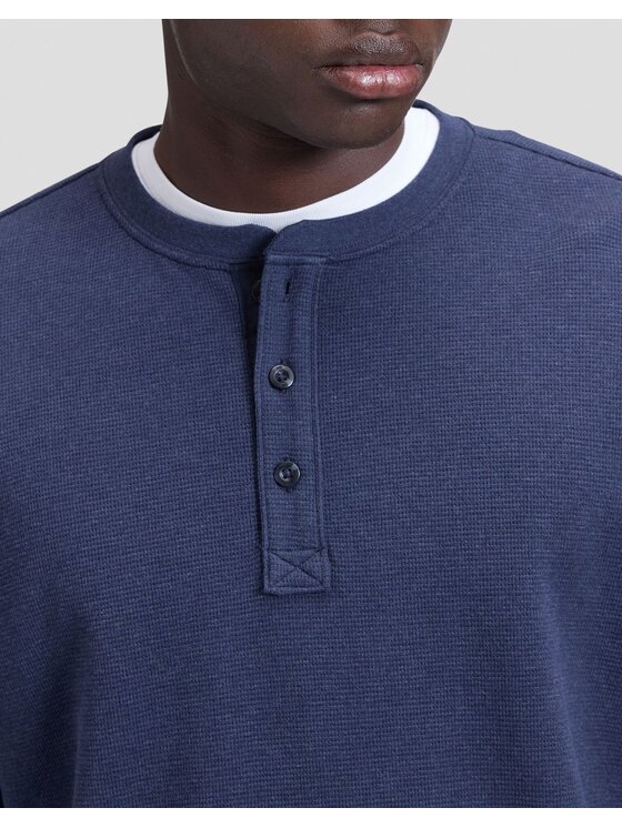 Lee Lee T-Shirt LS HENLEY Niebieski Slim Fit