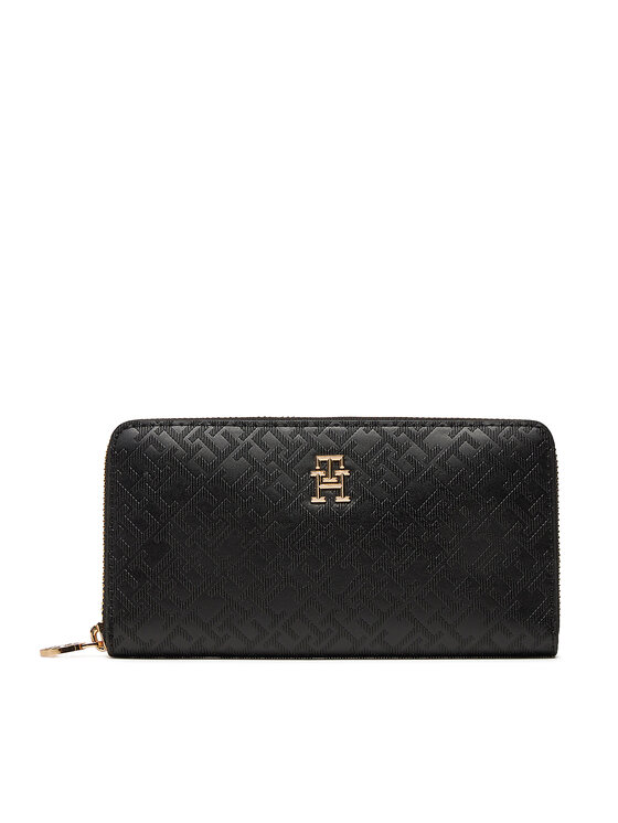 Tommy Hilfiger Tommy Hilfiger Große Damen Geldbörse Th Distinct Lrg Za Mono AW0AW17258 Schwarz