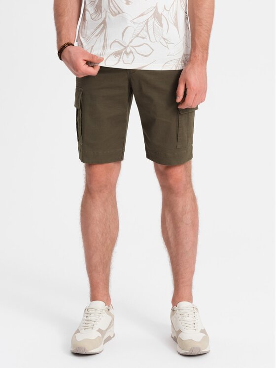Ombre Ombre Šortky z materiálu OM-SRCG-0133 Zelená Cargo Fit