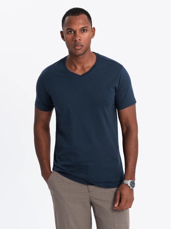 Ombre Ombre Komplet t-shirtów OM-TSBS-0233 Granatowy Regular Fit