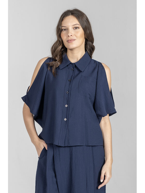 Deni Cler Milano Deni Cler Milano Bluzka T-DC-1236-F2-20-58-1 Granatowy Loose Fit