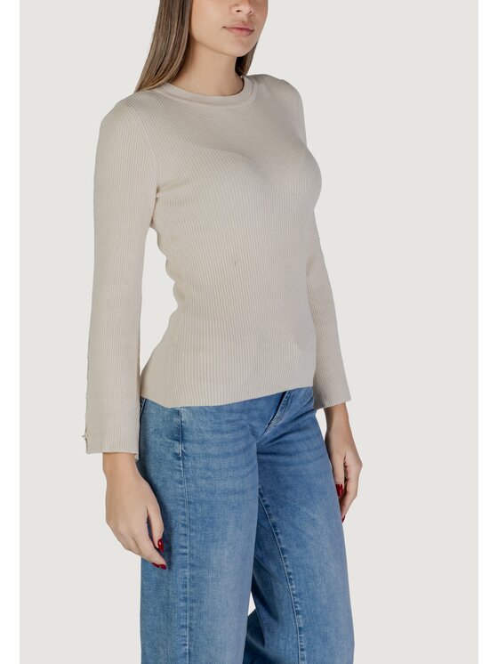 ONLY ONLY Maglione ONLNATASHA LS O-NECK PEARL CC KNT Bianco Shirt Fit