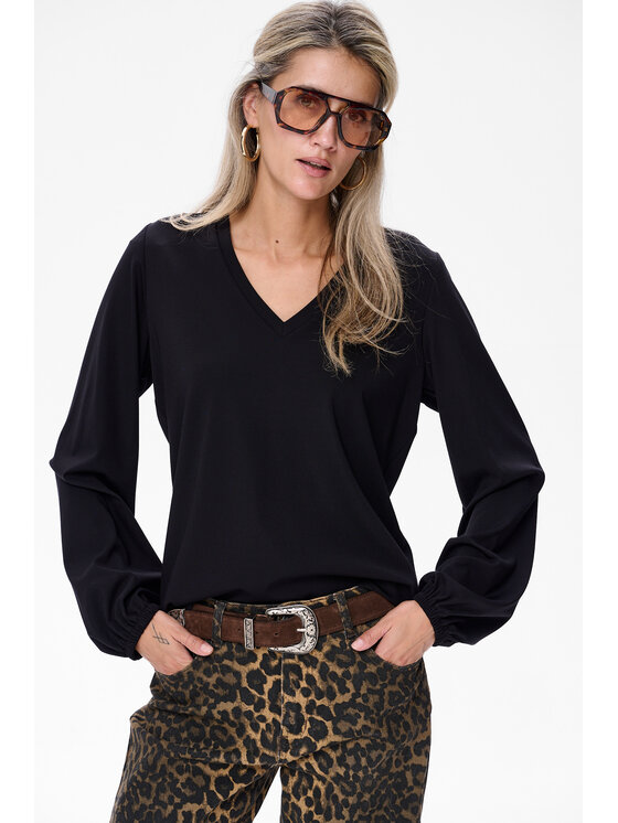 blue shadow blue shadow Bluzka Liczi Czarny Regular Fit