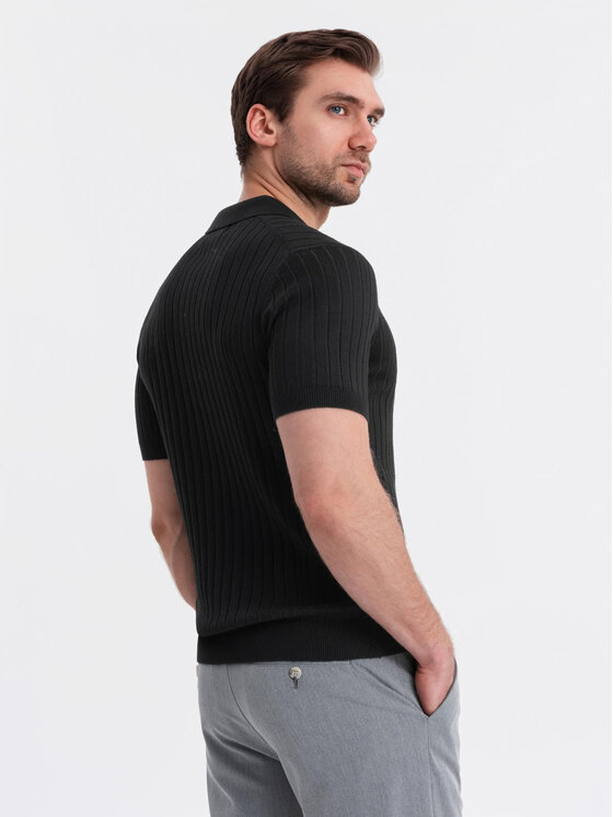 Ombre Ombre Polo OM-POSS-0143 Czarny Slim Fit