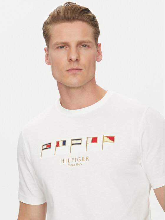 Tommy Hilfiger Tommy Hilfiger T-krekls Multi Flags MW0MW38616 Balts Regular Fit