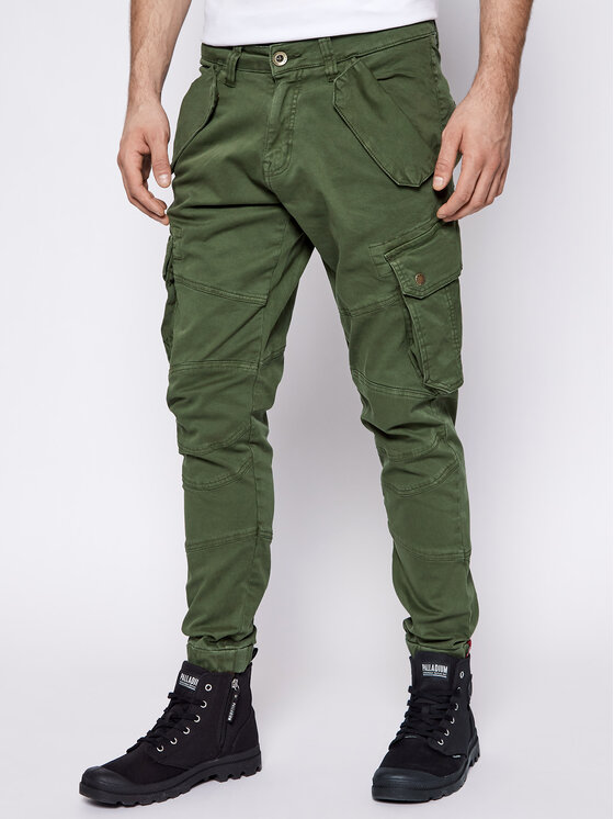 Alpha Industries Auduma bikses Combat 126215 Zaļš Slim Fit