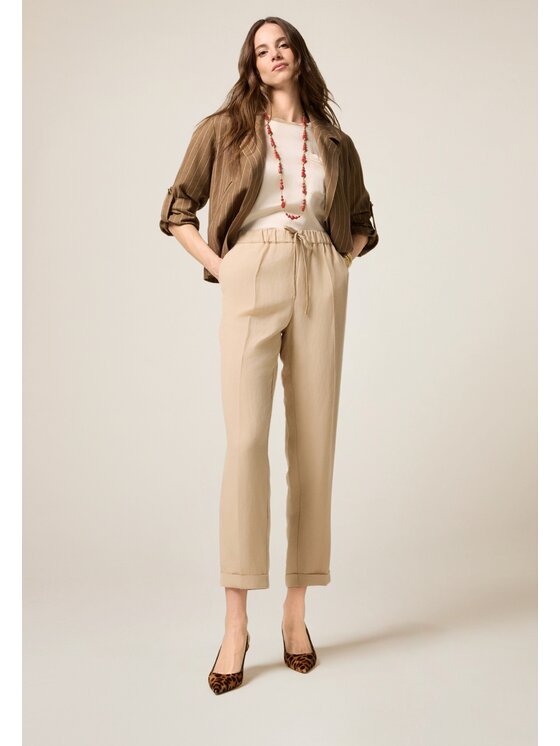 Oltre Oltre Pantaloni di tessuto P268J002340N002 Écru Boy Fit