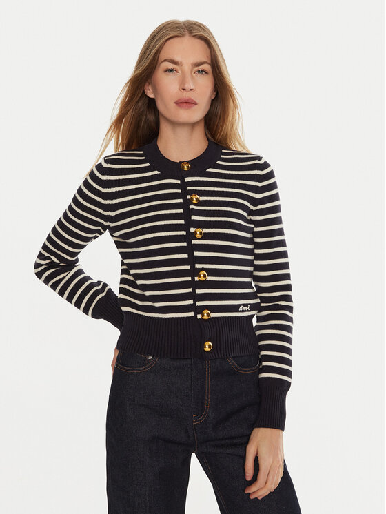 AMI PARIS AMI PARIS Kardigán FKC039KN0061 Sötétkék Regular Fit