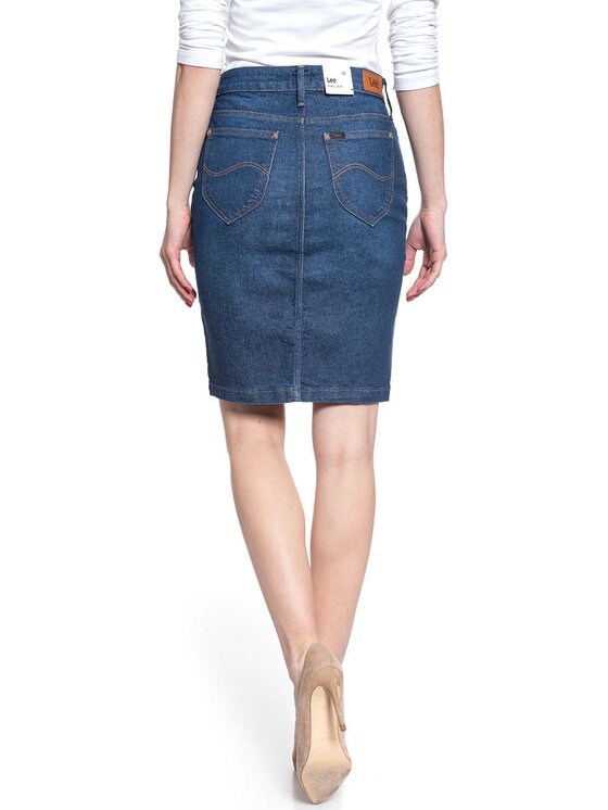 Lee Lee Spódnica mini PENCIL SKIRT Niebieski Regular Fit