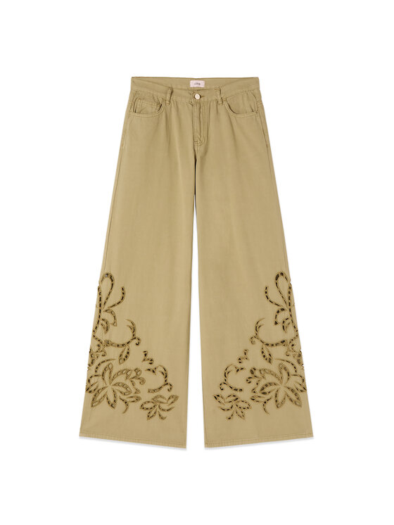 Oltre Oltre Spodnie materiałowe P00LR009149N035 Zielony Baggy Fit