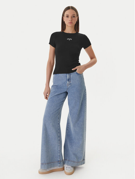 Guess Jeans Guess Jeans Majica W6GPZ3 KA0H1 Črna Slim Fit