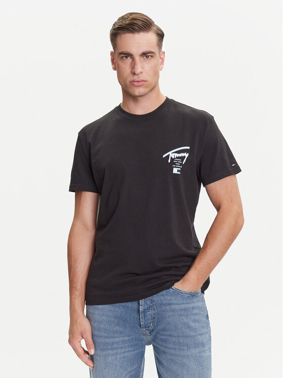 Tommy Jeans Tommy Jeans Tricou Signature City DM0DM21934 Negru Regular Fit