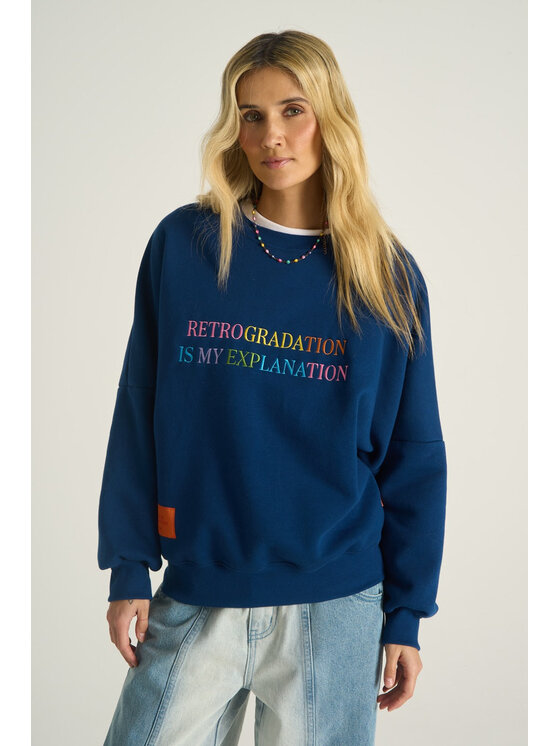 NAOKO NAOKO Bluza Retrogradation Granatowy Reglan Fit
