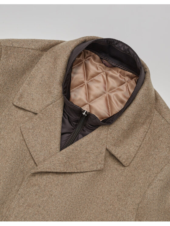 Borgio Borgio Płaszcz wełniany sferro Beżowy Slim Fit