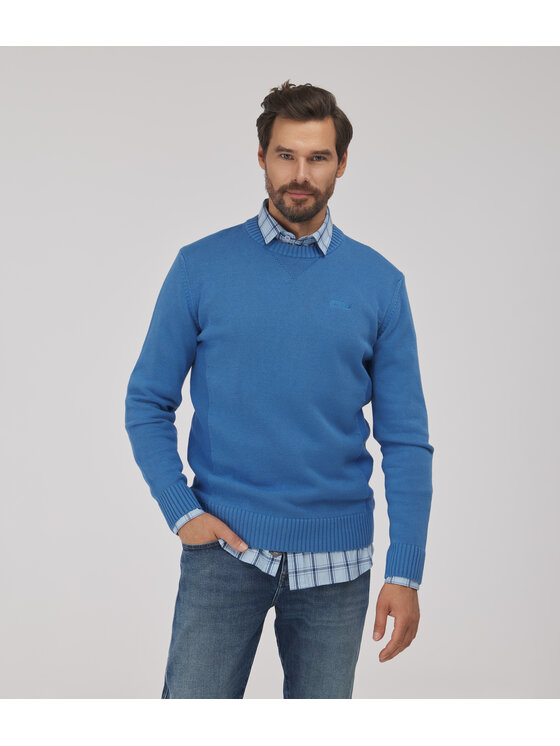 Lee Cooper Lee Cooper Sweter BILL Niebieski Reglan Fit