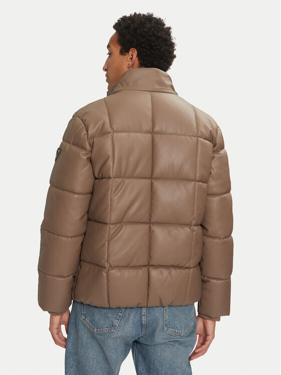 Guess Guess Bunda z imitace kůže M4BL33 WGJB0 Hnědá Regular Fit