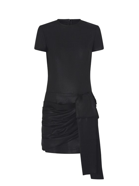PINKO PINKO Φόρεμα κοκτέιλ Abito corto gessato con drappeggio Μαύρο Slim Fit