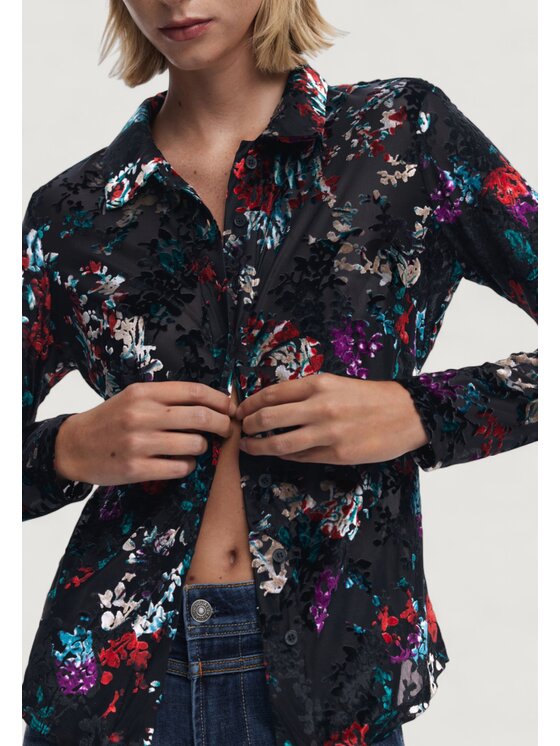 Desigual Desigual Πουκάμισο TS_OPORTO Μαύρο To Fit