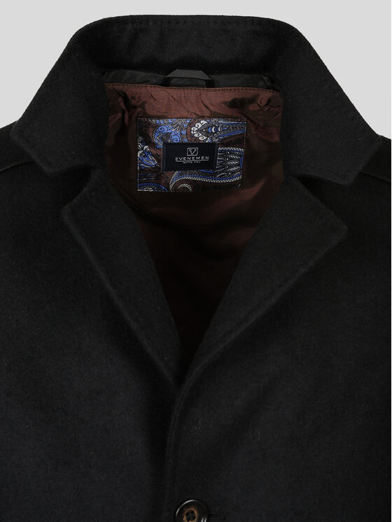 Evenemen Evenemen Płaszcz wełniany Breno Czarny Slim Fit