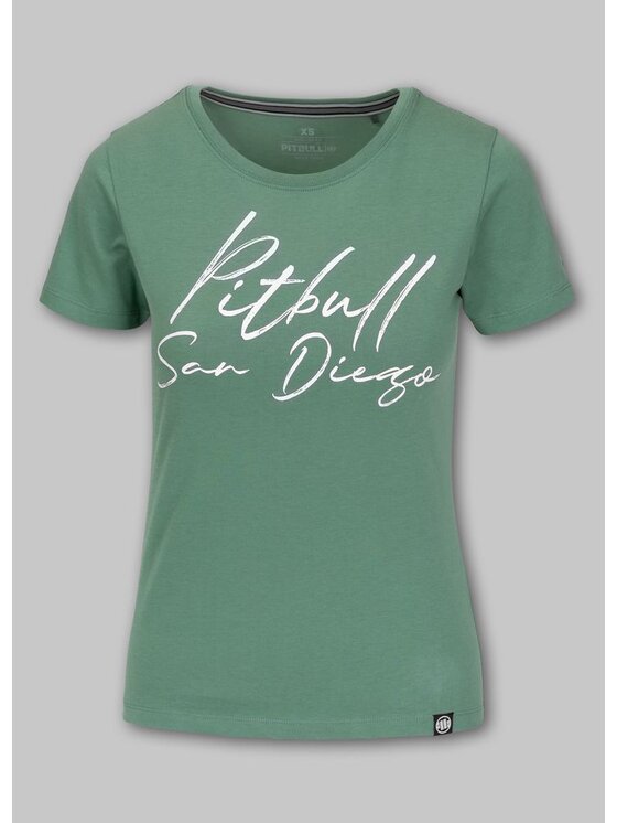PITBULL PITBULL T-Shirt Koszulka damska PITBULL SD L Zielony Regular Fit